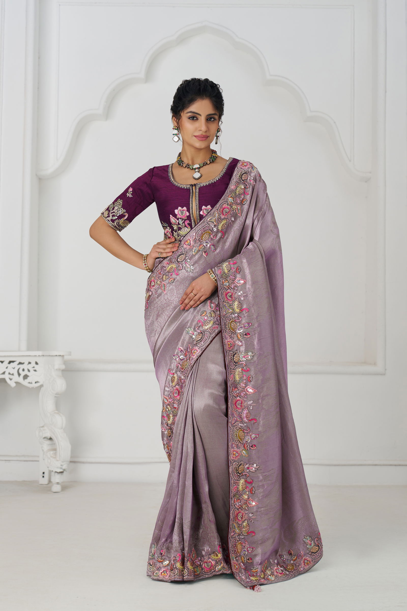 Kf  111 Mauve Color Saree Pure Dola Viscouse Silk Saree Wholesale Suppliers In Mumbai
